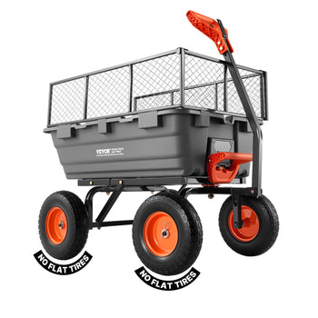 Garden Dump Cart, 1200 lbs Poly Dump Cart, Garden Carts Dumps Wagon with Storage Fence, 2-in-1 Convertible Handle, 90° Quick-Dumps Mechanism, 180° Swivel Wheels, Yard Wagon for Plants, Soil