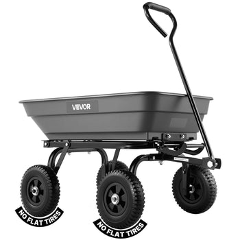 Garden Dump Cart, 400 lbs Poly Dump Cart, Garden Carts Dumps Wagon with 90° Quick-Dumps Mechanism, 180° Swivel Wheels, 270° Flexible Rotating Bearings, Yard Wagon for Plants, Soil, Crops