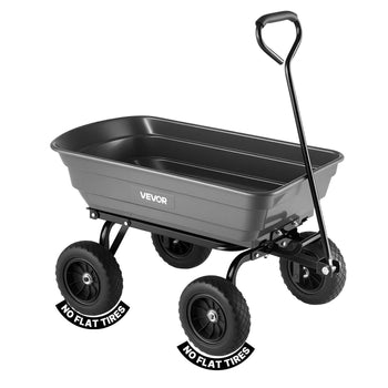Garden Dump Cart, 600 lbs Poly Dump Cart, Garden Carts Dumps Wagon with 90° Quick-Dumps Mechanism, 180° Swivel Wheels, 270° Flexible Rotating Bearings, Yard Wagon for Plants, Soil, Crops