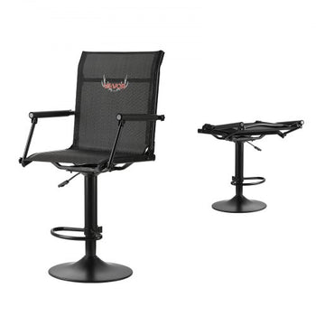 Hunting Chair, 360° Silent Swivel, Lightweight Blind Chair, Heavy-Duty Steel Frame Ground Stool Seat, with Padded Armrests, Height Adjustable, 300 Lbs Capacity, for Outdoor Fishing, Camping