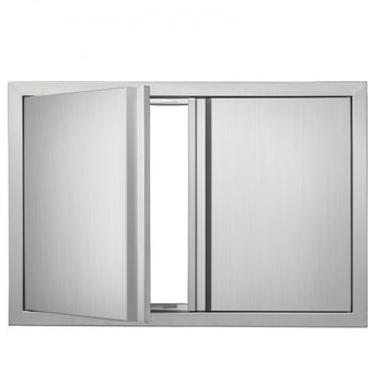 BBQ Access Door, 30W x 21H Inch Double Outdoor Kitchen Door, Stainless Steel Flush Mount Door, Wall Vertical Door with Recessed Handles , for BBQ Island, Grilling Station, Outside Cabinet