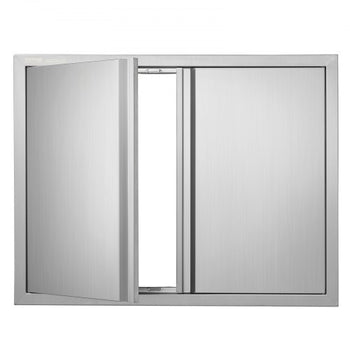 BBQ Access Door, 31W x 24H Inch Double Outdoor Kitchen Door, Stainless Steel Flush Mount Door, Wall Vertical Door with Recessed Handles , for BBQ Island, Grilling Station, Outside Cabinet