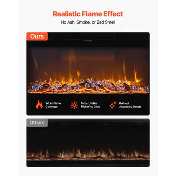 50 inch Electric Fireplace, Three-Sided Glass Wall Mounted Recessed Fire Place with Remote Control, Timer, 1500W, Adjustable Flame Color Brightness,Overheat Protection, for Living Room,Bedroom