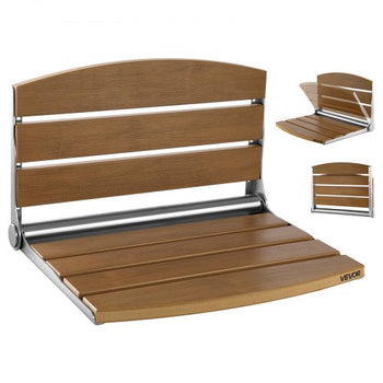 Foldable Shower Seat Wall Mounted, 17.7" Folding Shower Bench with Supportive Backrest, Fold-Down Bathroom Corridor Seat with Stainless Steel Frame for Adults Seniors, 400LBS Loading