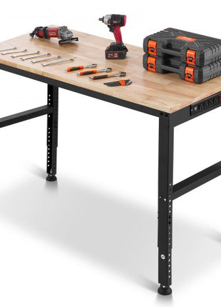 Adjustable Workbench, 2000 lbs Capacity, 48 x 20-inch Heavy Duty Work Bench with 28.5-38.3 Inches Height Adjustment, Garage Workbench with Power Outlets, Suitable for Office, Garage, Workshop