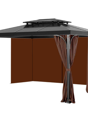 Gazebo Curtains Outdoor, Fit Most 10' x 10' x 6.9' Gazebos, 4-Panel Sidewall Gazebo Privacy Curtains with Zippers, Outdoor Curtain Replacement for Patio Canopy, Only Curtain, Coffee