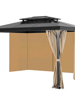 Gazebo Curtains Outdoor, 12' x 10' x 7.3' Gazebos, 4-Panel Sidewall Gazebo Privacy Curtains with Zippers, Outdoor Curtain Replacement for Patio Canopy, Only Curtain, Khaki