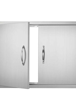 BBQ Access Door, 33W x 22H Inch Double Outdoor Kitchen Door, Stainless Steel Flush Mount Door, Wall Vertical Door with Handles, for BBQ Island, Grilling Station, Outside Cabinet