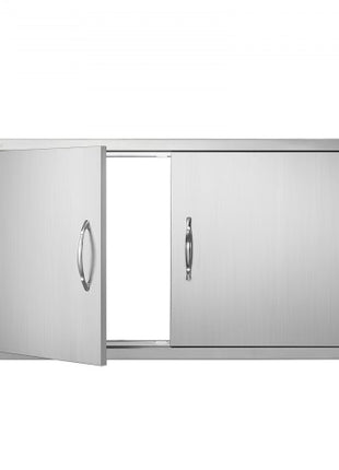 BBQ Access Door, 42W x 21H Inch Double Outdoor Kitchen Door, Stainless Steel Flush Mount Door, Wall Vertical Door with Handles, for BBQ Island, Grilling Station, Outside Cabinet