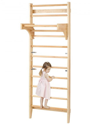 Swedish Ladder Wall Gym, 10-Level Solid Wood Indoor Jungle Gym, 220lbs Loading Indoor Playground Climbing Ladder for Kid Adults, Gymnastic Stall Bars with Pull-Up Bar - Ideal Gift for Boys Girls