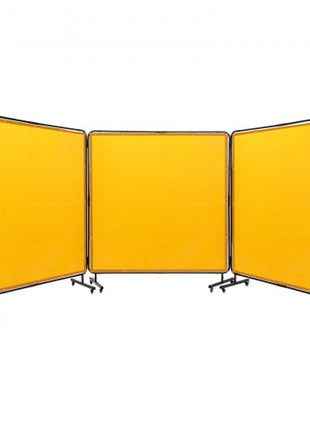 Welding Screen with Frame, 6' x 6' 3 Panel Welding Curtain Screens, Flame-Resistant Vinyl Welding Protection Screen on 12 Swivel Wheels (6 Lockable), Moveable & Professional for Workshop, Yellow
