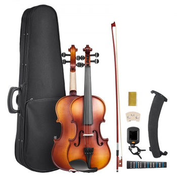 Violin 1/2 Size for Adults, Violin Fiddle Set for Beginners Student with Hard Case, Rosin, Bow, Shoulder Rest,Bridge,Tuner and Extra Strings,Solidwood Professional Musical Instruments (Brown)