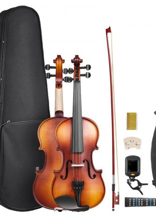Violin 3/4 Size for Adults, Violin Fiddle Set for Beginners Student with Hard Case, Rosin, Bow, Shoulder Rest,Bridge,Tuner and Extra Strings,Solidwood Professional Musical Instruments (Brown)