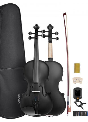 Violin 4/4 Full Size for Adults, Violin Fiddle Set for Beginners Student with Hard Case, Rosin, Bow, Shoulder Rest, Bridge, Tuner and Extra Strings, Professional Solidwood Instruments  (Black)