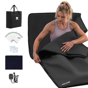 Infrared Sauna Blanket 73 x 35 in, Portable PU Leather Sauna Bag, Even Heating for Home Detox & Relaxation, Temp Control & Timer, Full-Body Heating Wrap with Towel Liner, Carry Bag, Black