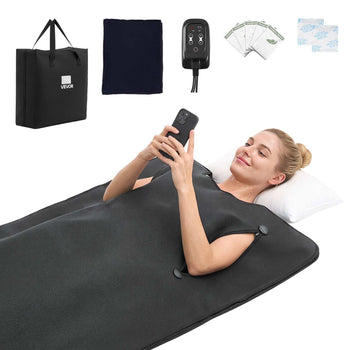 Infrared Sauna Blanket with Armholes, 71 x 35 in Portable Sauna Bag, Even Heating for Home Detox & Relaxation, Temp Control & Timer, PU Leather Heating Wrap with Towel Liner, Carry Bag, Black