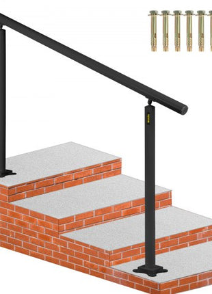 Outdoor Stair Railing Kit, 5 FT Handrails 0-5 Steps, Adjustable Angle Black Aluminum Stair Hand Rail for The Elderly, Handrails for Indoor & Outdoor Steps