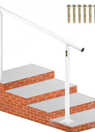Outdoor Stair Railing Kit, 5 FT Handrails 0-5 Steps, Adjustable Angle White Aluminum Stair Hand Rail for The Elderly, Handrails for Outdoor Steps