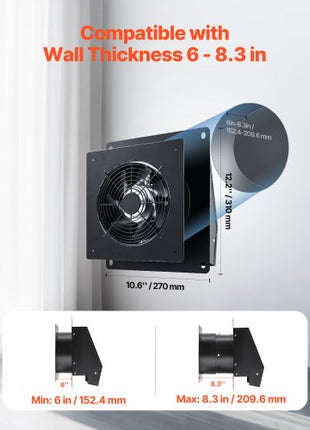 6 inch Through-The-Wall Ventilation Fan, 205 CFM Through Wall Exhaust Fan with AC Motor, Quiet Vent Easy Installation for Bathroom,Garage,Laundry Room,Storage Room Air Exchanger