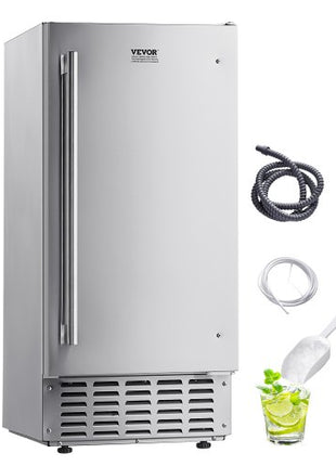 Undercounter Built-in Ice Maker, 66 Lbs/Day Under Counter Nugget Ice Maker Machine with Reversible Door Stainless Steel, Freestanding Ice Maker for Commercial Home Kitchen, Electric Drainage