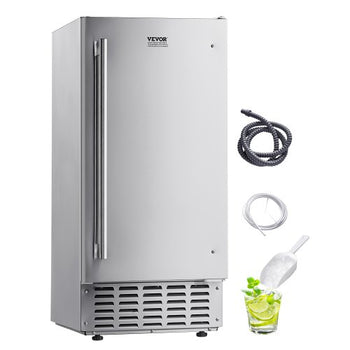 Undercounter Built-in Ice Maker, 66 Lbs/Day Under Counter Nugget Ice Maker Machine with Reversible Door Stainless Steel, Freestanding Ice Maker for Commercial Home Kitchen, Electric Drainage