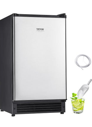 Undercounter Built-in Ice Maker, 25 Lbs/Day Under Counter Ice Maker Machine with Reversible Door Stainless Steel, Freestanding Ice Maker for Commercial Home Kitchen, No Drain Required