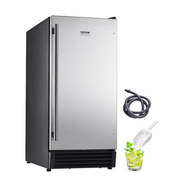 Undercounter Built-in Ice Maker, 50 Lbs/Day Under Counter Ice Maker Machine with Drain Pump Reversible Door Stainless Steel, Freestanding Ice Maker for Commercial Home Kitchen