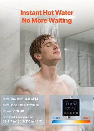 Digital Smart Instant Hot Water Recirculating Pump Kit, with Built-in Thermostat, Timer, Digital Screen, Under Sink Recirculation Circulation Circulator Pump System, for House Water Heaters