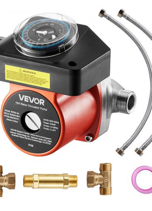 Hot Water Recirculating Pump, with Bypass Valve, Instant Recirculation Pump Kit with Timer, Adapter, Circulation Circulator System, Stainless Steel Head, 0.13 HP 110-120V, for Tank Water Heaters