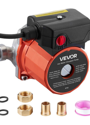 Hot Water Recirculating Pump, 10 GPM, Instant Circulation Circulator Pump System, 3-Speed Control, 0.13 HP, 110-120V, NPT 3/4 in to NPT 1/2 in Adapter, Stainless Steel Head, for Water Heaters