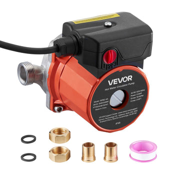 Hot Water Recirculating Pump, 10 GPM, Instant Circulation Circulator Pump System, 3-Speed Control, 0.13 HP, 110-120V, NPT 3/4 in to NPT 1/2 in Adapter, Stainless Steel Head, for Water Heaters
