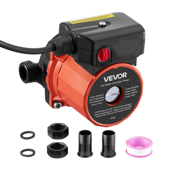 Hot Water Recirculating Pump, 10 GPM, Instant Circulation Circulator Pump System, 3-Speed Control, 0.13 HP, 110-120V, NPT 3/4 in to NPT 1/2 in Adapter, Cast Iron Head, for Water Heater System