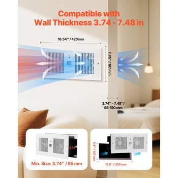 4-Inch Room to Room Fan, 2-in-1 300 CFM Through Wall Fan with Remote Control & Temperature Control, 10-Speed Ventilation Quiet Vent for Kitchen, Living & Laundry Room, Workshop