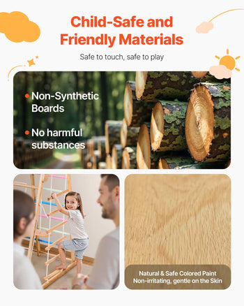 Indoor Playground Jungle Gym, 9-in-1 Montessori Climbing Toys for Toddlers, 250LBS Wooden Indoor Playground Playset with Monkey Bar, Swings, Slide, Rope / Wooden Ladder, Climbing Net, Bar & Rock