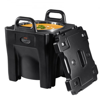 Insulated Food Carrier, 32Qt Capacity, Stackable Catering Hot Box with Stainless Steel Barrel, Top Load LLDPE Food Warmer with Integral Handles Buckles Stationary Base, for Restaurant Canteen, B