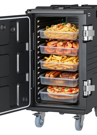 Insulated Food Pan Carrier, 127 Qt Non-Electrical Food Warmer, with Swivel Wheel & 304 Stainless Steel Latch, LLDPE Stackable Hot Box, for Various Pan Sizes(NOT Included), Fit Catering BBQ Event
