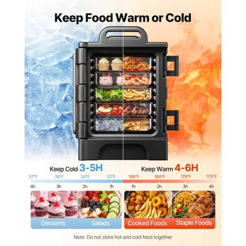 Insulated Food Pan Carrier, 81 Qt Hot Box for Catering, Food Box Carrier with Double Buckles, Front Loading Food Warmer with Handles, Stackable End Loader for Restaurant, Canteen