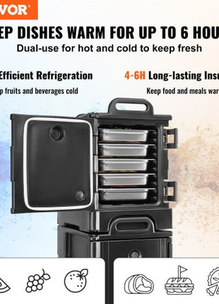 Insulated Food Pan Carrier, 81 Qt x 2 Pack Hot Box for Catering, Food Box Carrier with Double Buckles, Front Loading Food Warmer with Handles, Stackable End Loader for Restaurant, Canteen