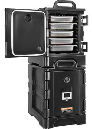 Insulated Food Pan Carrier, 81 Qt x 2 Pack Hot Box for Catering, Food Box Carrier with Double Buckles, Front Loading Food Warmer with Handles, Stackable End Loader for Restaurant, Canteen