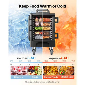 Insulated Food Pan Carrier, 81 Qt Hot Box for Catering, Food Box Carrier with Double Buckles, Front Loading Food Warmer with Handles, Stackable End Loader with Wheels for Restaurant, Canteen
