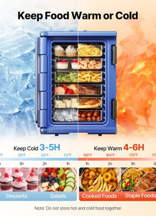 Insulated Food Pan Carrier, 95 Qt Hot Box for Catering, Food Box Carrier with Double Buckles, Front Loading Food Warmer with Handles, Stackable End Loader for Restaurant, Canteen