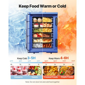 Insulated Food Pan Carrier, 95 Qt Hot Box for Catering, Food Box Carrier with Double Buckles, Front Loading Food Warmer with Handles, Stackable End Loader for Restaurant, Canteen