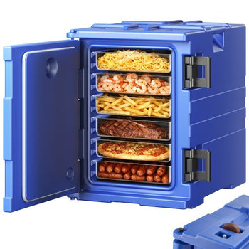 Insulated Food Pan Carrier, 95 Qt Hot Box for Catering, Food Box Carrier with Double Buckles, Front Loading Food Warmer with Handles, Stackable End Loader for Restaurant, Canteen