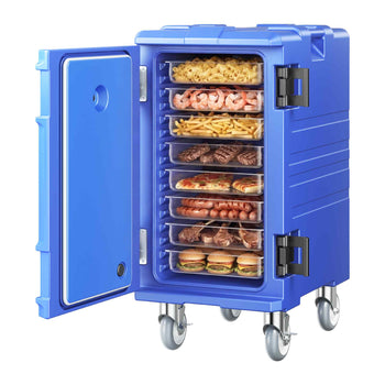 Insulated Food Pan Carrier, 127 Qt Hot Box for Catering, Food Box Carrier with Double Buckles, Front Loading Food Warmer with Handles, End Loader with Wheels for Restaurant, Canteen