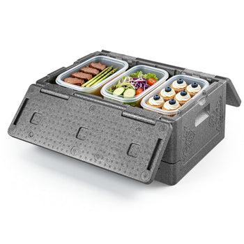 Collapsible Insulated Food Warmer, 40 Qt Non-Electrical Thermal Carrier, Lightweight and High-rigidity EPP Hot Box, for Delivery, Transport, Catering BBQ Event, Keeps Warm/Cold 4 Hours (Gray)