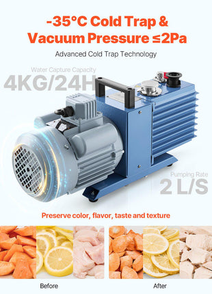 Vacuum Freeze Dryer Machine, 8.8-13.2 LBS/Batch Food Freeze Drying Machine with 4-Layer Trays, Vacuum Pump, Adjustable Timer and Temperature Control, for Fruits Vegetables Meat, Black