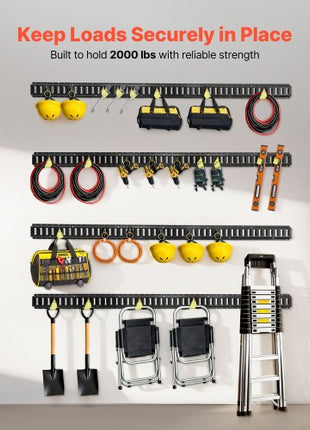E-Track Tie-Down Rails, 4 Pack, 7.7 ft E Track Rails Secures Cargo & Heavy Loads Up to 2,000 lbs, Trailer Tie-Down System Suitable for Garages, Vans, Motorcycle Tie Downs, ATV Mountings