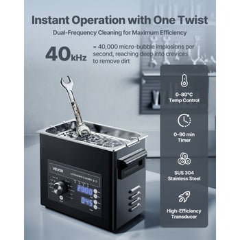 3L Ultrasonic Cleaner, Professional Ultrasonic Cleaner Machine with Knob Control, Stainless Steel Cleaning Machine with Basket and Cleaning Ball, for Watches, Razors, Jewelry, Coins and More