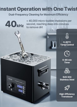 10L Ultrasonic Cleaner, Professional Ultrasonic Cleaner Machine with Knob Control, Stainless Steel Cleaning Machine with Basket and Cleaning Ball, for Watches, Razors, Jewelry, Coins and More