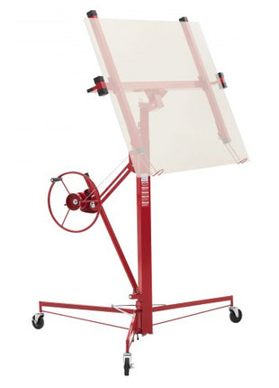 11ft Drywall Lift, Heavy-Duty 150 lbs Sheetrock Hoist with Adjustable Telescoping Arm, Lockable Wheels, Drywall Lifter Panel Jack Hoist Tools Ideal for Ceiling & Wall Installation (Red)